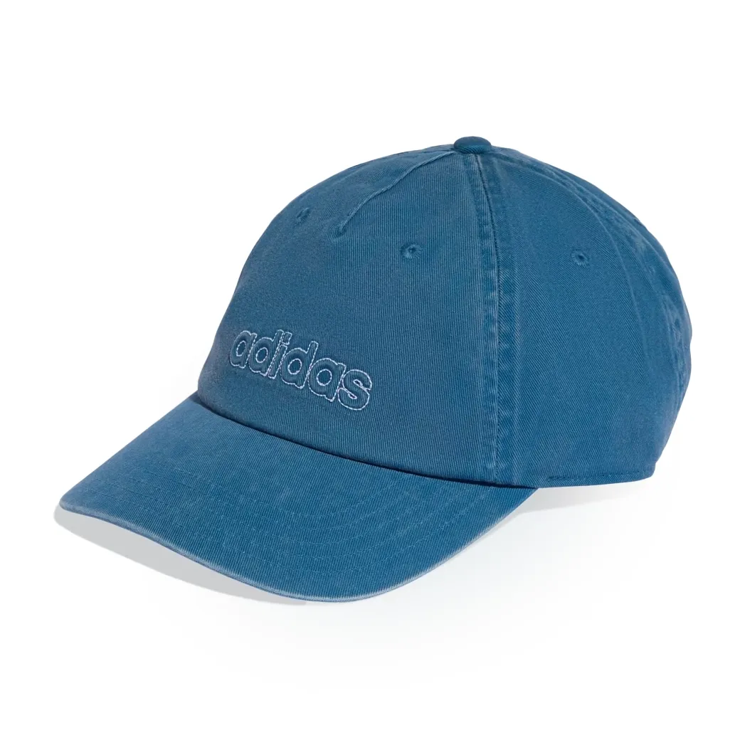 Boné Adidas Essentials Azul Petróleo com fecho ajustável visto de ângulo traseiro